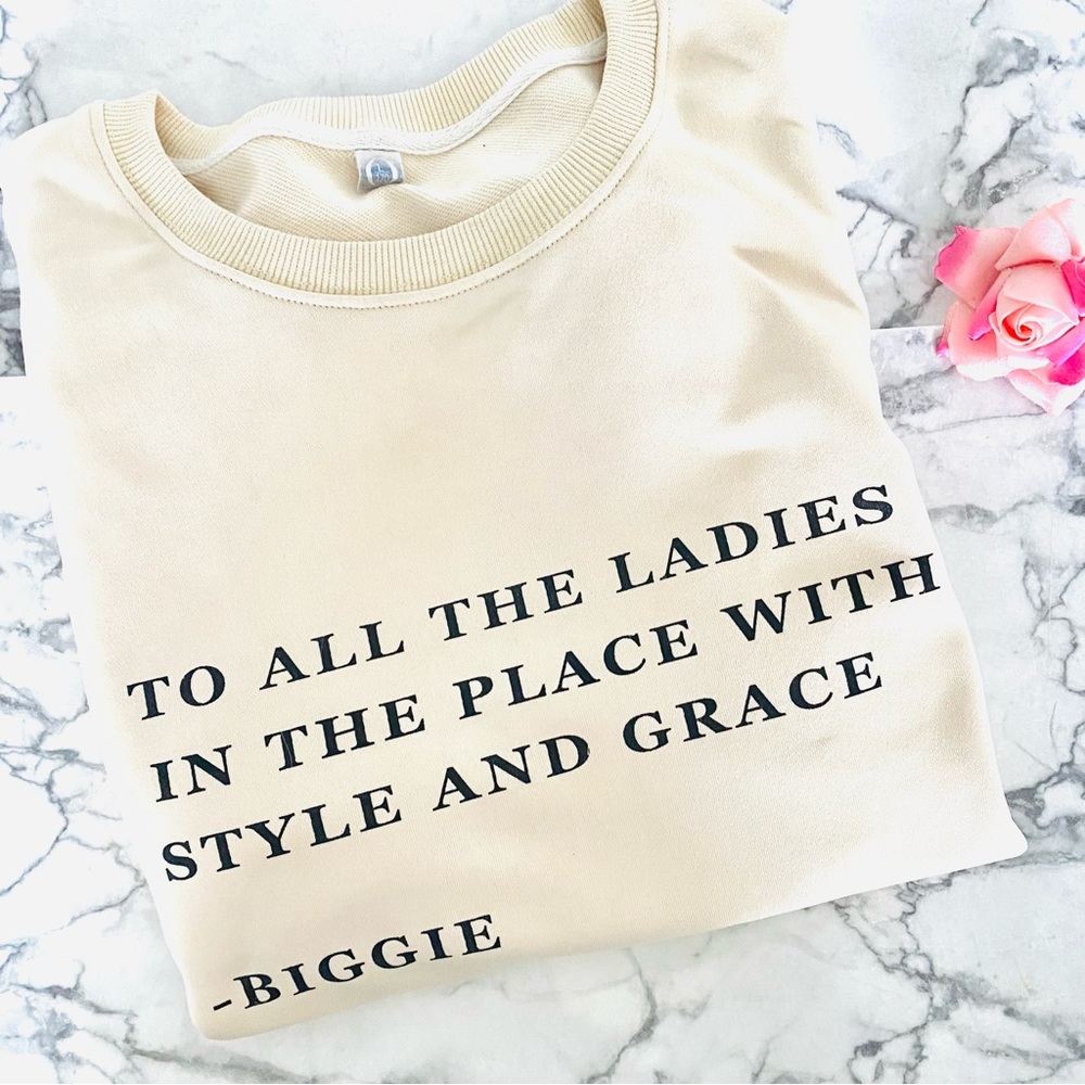 💕Biggie “Quote” Sweater SZ L